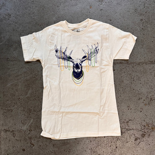 Mardi Gras Moose Tee - Vintage White